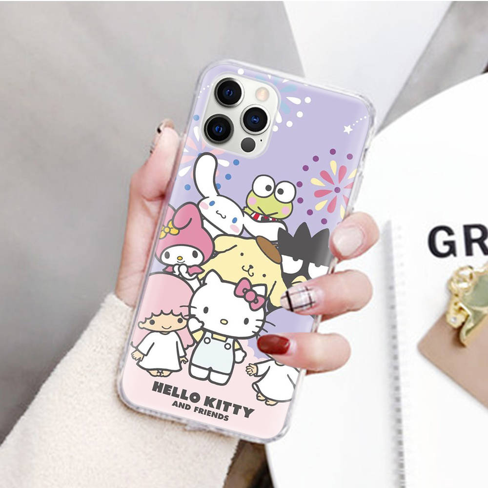 JZ10 Sanrio Characters Transparent Case for Samsung A04 A14 A23 M33 M53 Realme 10 9 C35 C55 VIVO Y02 X80 Infinix Hot 30 Note 11 Tecno Spark 8P Pro