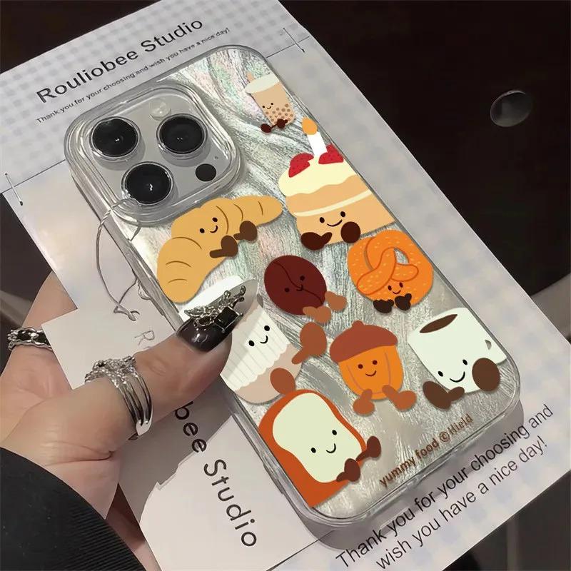 Phone Case For iPhone 17 Pro Max Air 16 15 14 13 Pro Max 12 11 XS XR X Plus Fashion Cartoon Hard Cover Delicious Dessert Bread