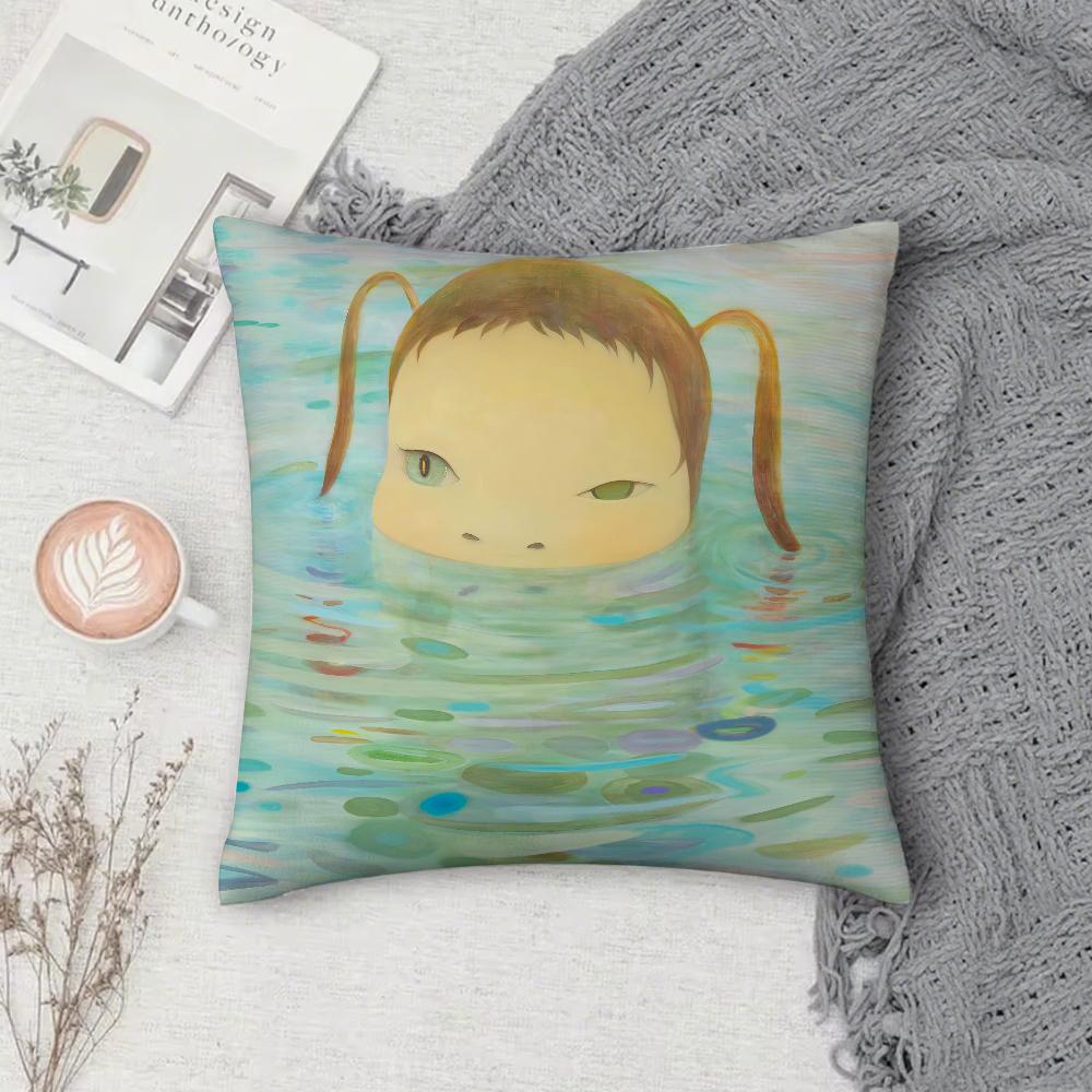 Art YYoshitomo NNara Pillow Case Square DoubleSided Printing Sofa Cushion Cover Pillowcase Bedroom Bedside