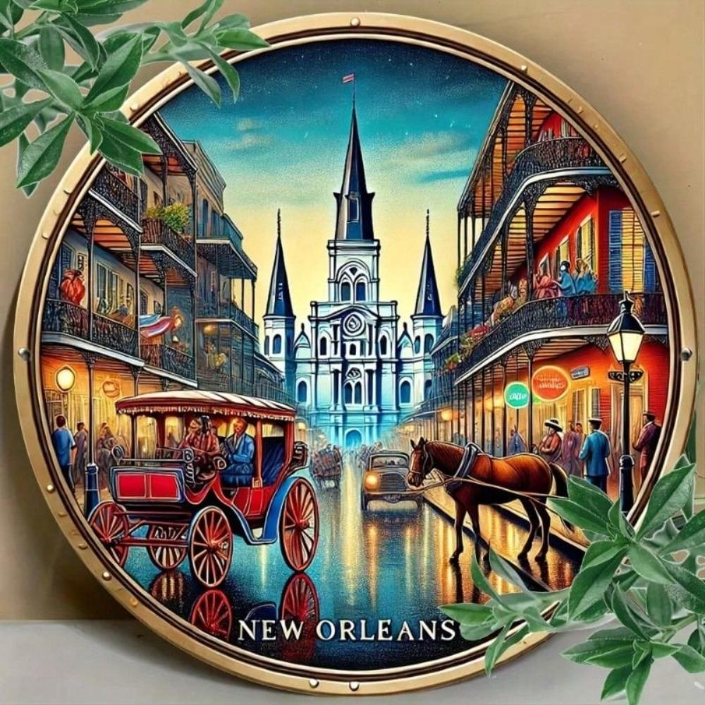 Vintage Aluminum New Orleans Sign 20x20cm Retro Wall Decor Waterproof Poster for Home Cafe Bar Kitchen
