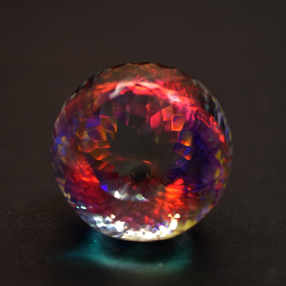 Lab Created 229 Ct Rainbow Mystic Topaz Round Cut Gemstone