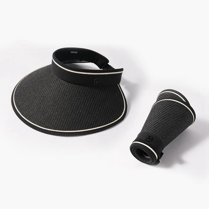 Summer New Sunshade and Sun Protection Empty Top Hat for Female Cyclists, Foldable Straw Woven Hat for Outdoor Travel