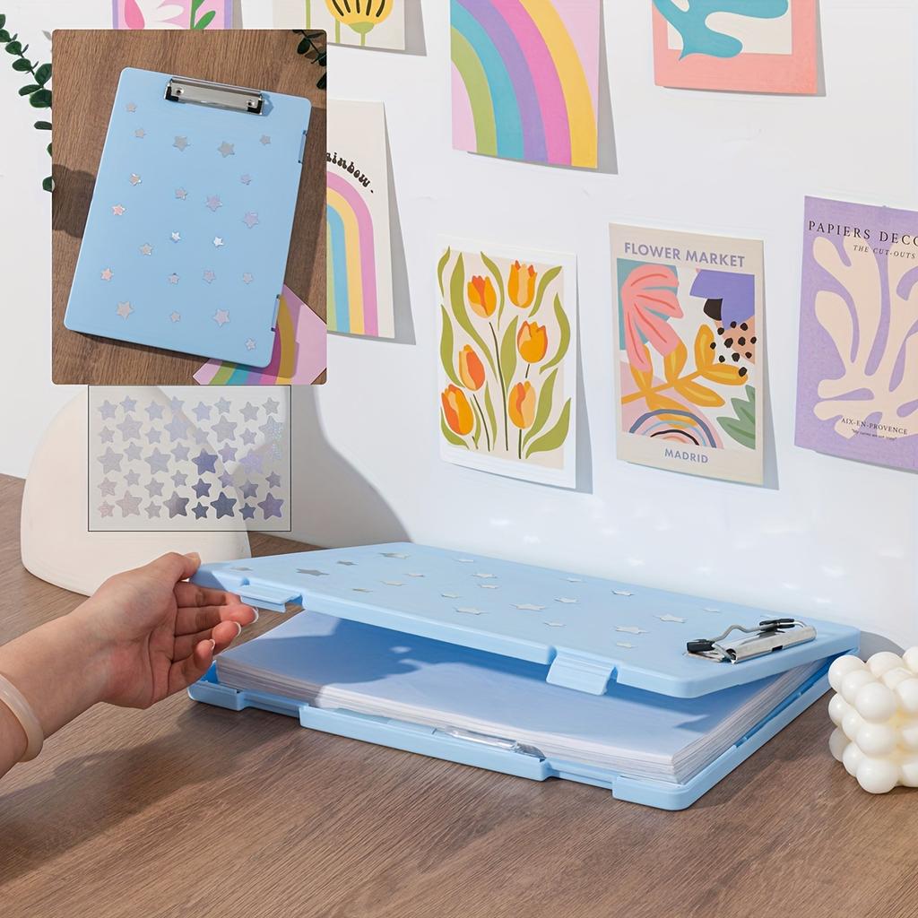 Large-Capacity A4 File Organizer with Clipboard - Durable PP Material,Multi-Functional Document Holder for Students & Office Use