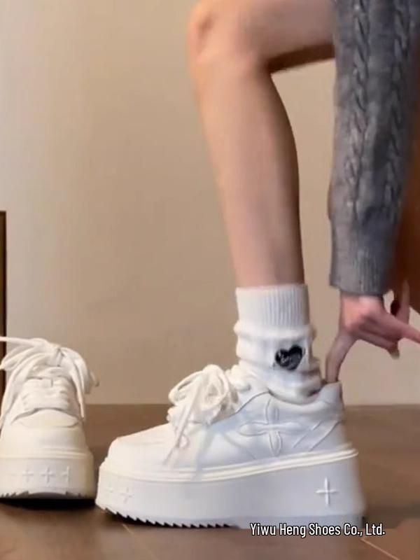 Baskets blanches à semelles épaisses pour femmes: Chaussures à plateforme automne 2025, Style sportif décontracté polyvalent augmentant la hauteur