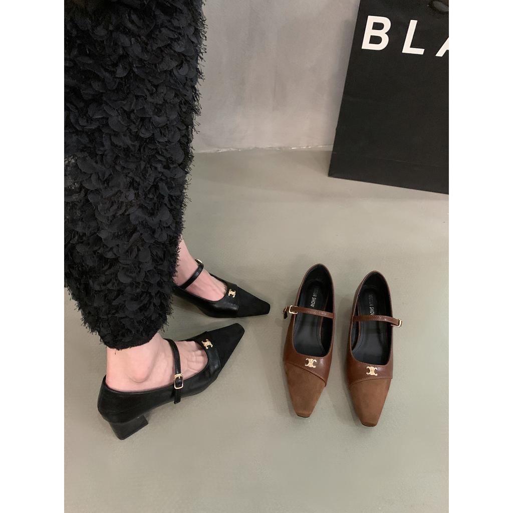 Retro Thick Heel Evening Mary Jane Shoes Small Fragrant Women's Shoes Autumn and Winter Single Shoes French Splicing Fairy Temperament High Heels
