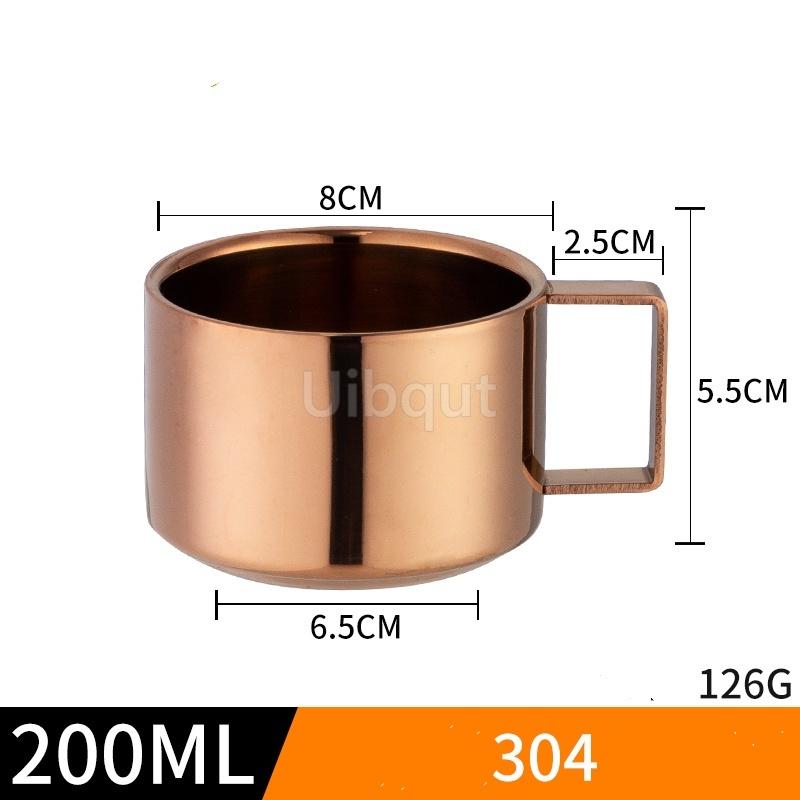 Edelstahl 180ml/200ml Kleine Tasse mit Henkel Doppellagig Hitzebeständig Wasser Kaffee Tee Tasse Set Mit Teller und Löffel Tasse