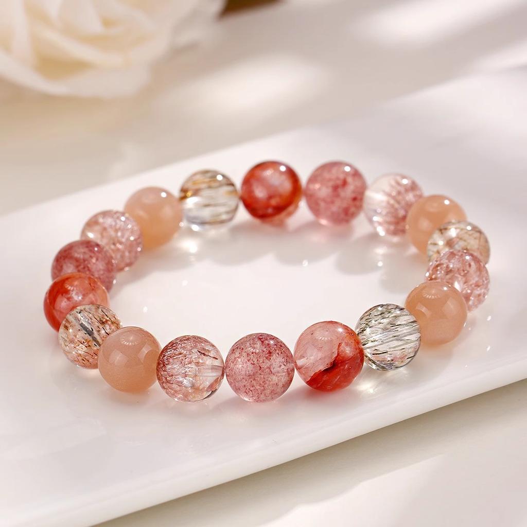 New Chinese-style crystal firework super seven bracelet for women, niche high-end colorful crystal red agate bracelet, gift for girls