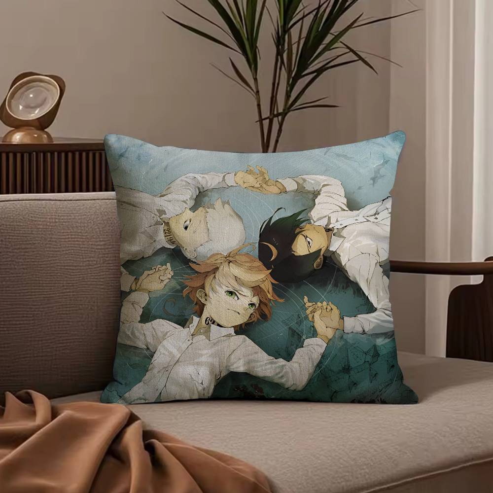 Anime The P-Promised n-Neverland Pillow Case Anti-dustmite Pillowcase Invisible Zipper Silky Short Plush Sofa Cushion Cover