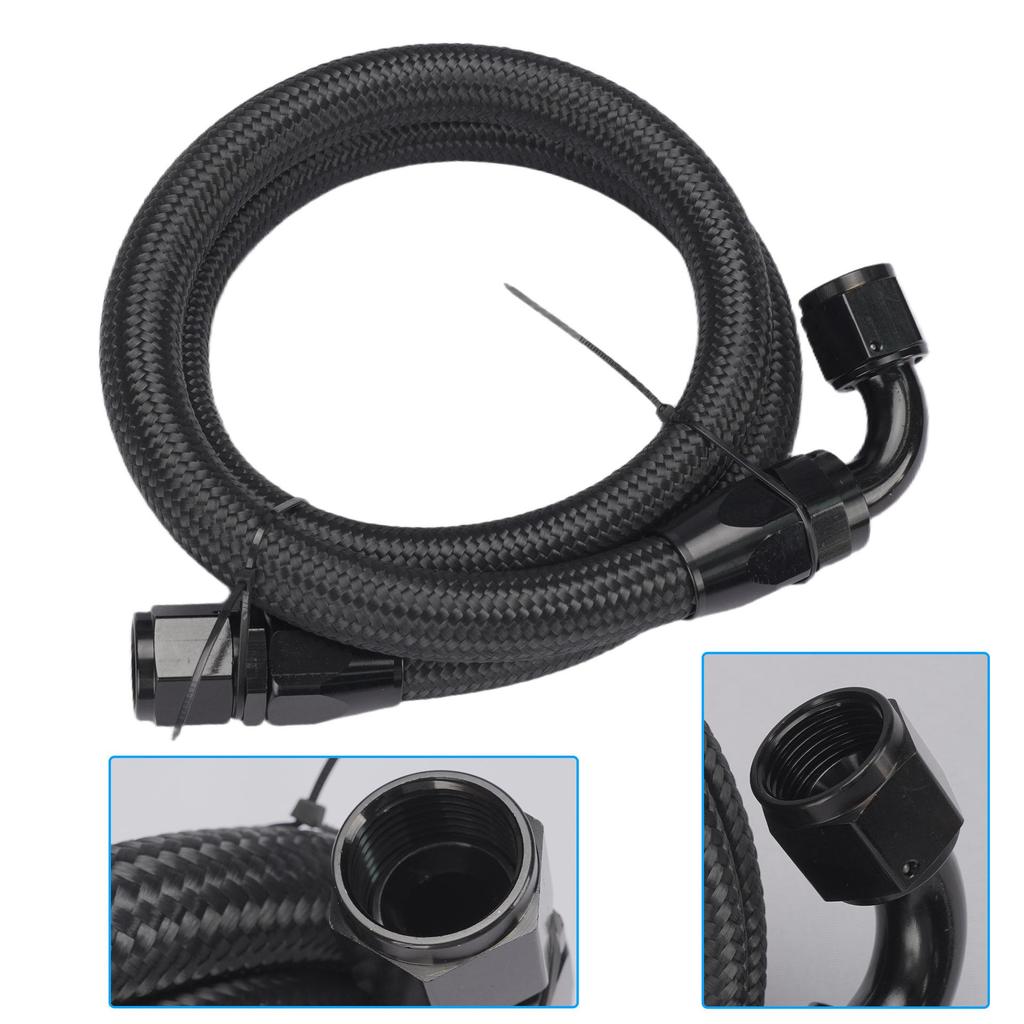 1m 10 AN Black Nylon Braided Oil/Gas Hose Kit with Detachable Fittings