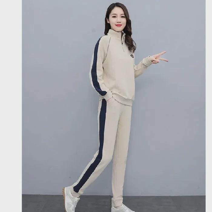 

Женские европейские и американские спортивные костюмы - осень/зима, свободный крой, большие размеры, модные беговые и командные костюмы 4XL грязно-белый