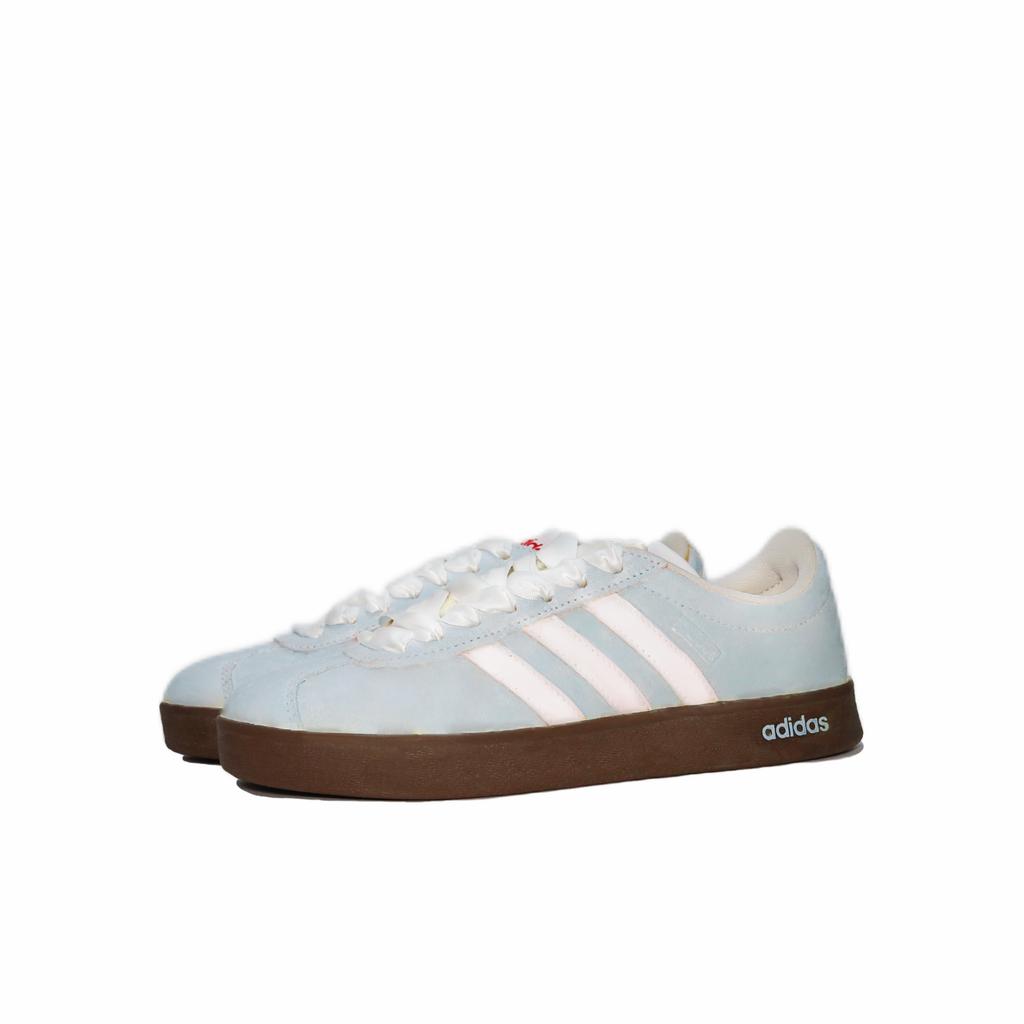 Adidas Neo VL Court 2.0 Starry Aqua Blue Suede Cushioning Coverage Lightweight Low top Casual Shoes Unisex Light Blue JS3003(team665-)