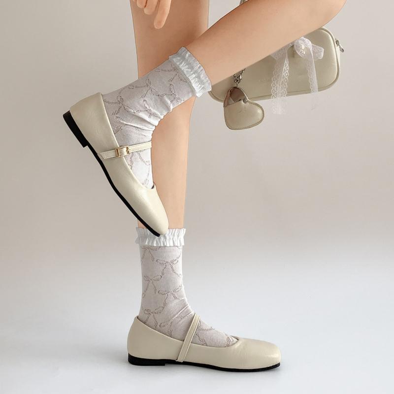 2026 New Spring Women Ballet Flats Comfortable Square Toe Shoes Street Style Soft Leather Ladies Eelgant Dress Mary Jane Shoes