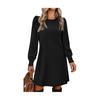 Women's Fall Crew Neck Sweater Dress Long Lantern Sleeve Short Dress Casual Knit Pullover