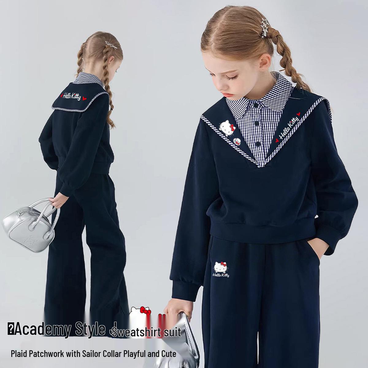 HelloKitty Girls  Navy Spring Academy Hoodie & Sweatpants Set Size 110