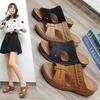 South East Asia new slope heel open-toed fish mouth slippers women's retro hollow thick-bottomed beach sandals