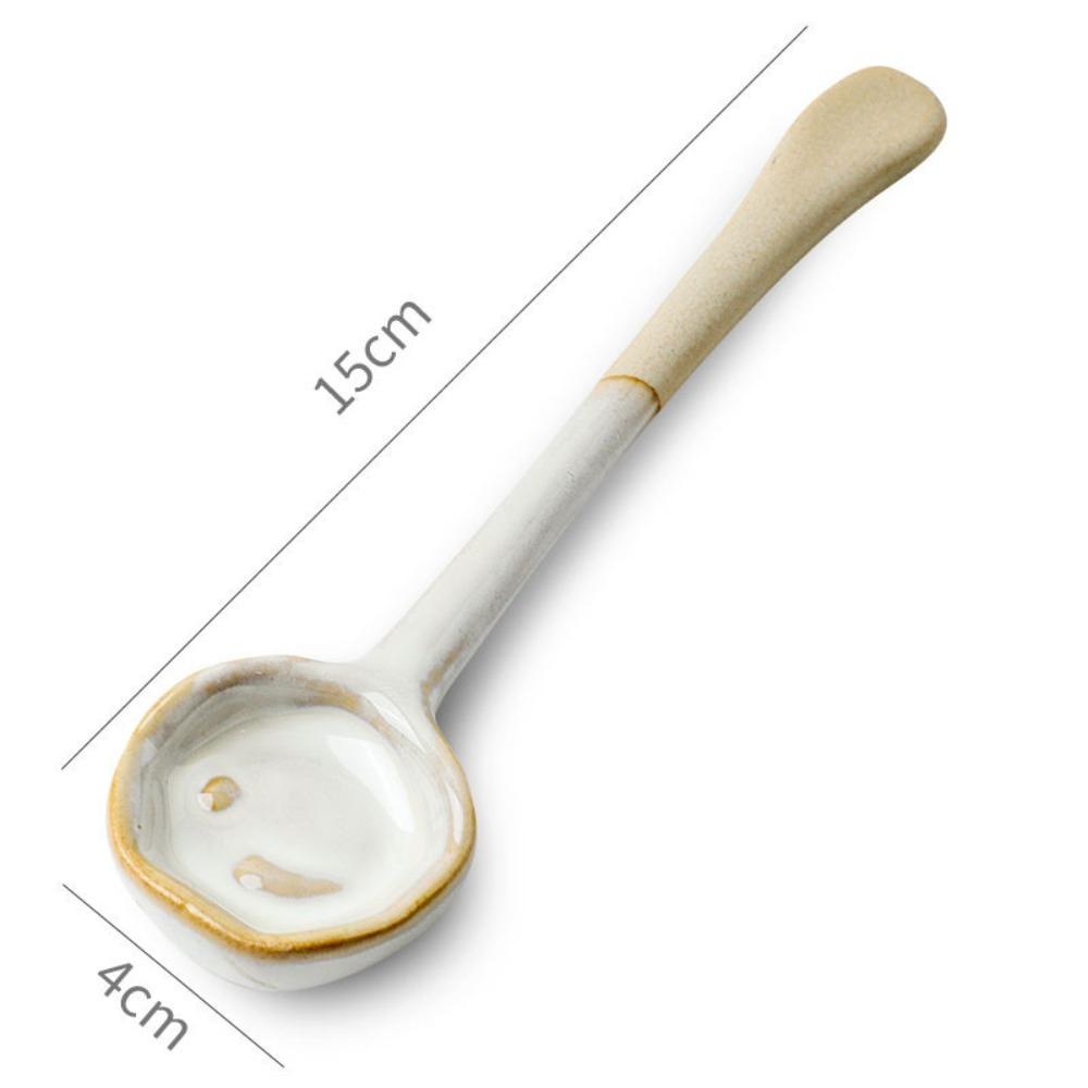 New Vintage Ceramic Spoon Handmade Long-Handle Coffee Scoop Coffee Whisk Afternoon Tea