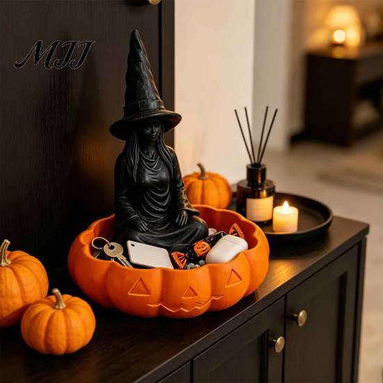 Gothic Witch Trinket Dish Halloween Jewelry Dish, Desktop Small Plastic Storage Box for Keys Tray Rings Home Office Decor Sundries Holder Women