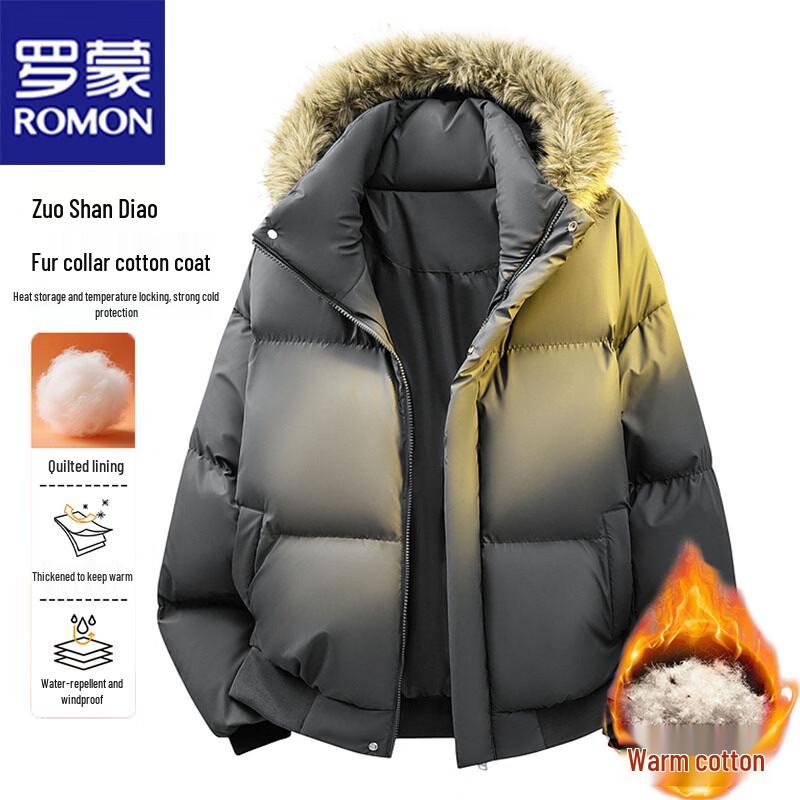 ROMON Men's Autumn/Winter Hooded Padded Jacket