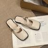 Fashion Slippers Casual Cover Toe Women's Shoes With Platform Pantofle Slides Luxury 2025 Square Mary Janes Square Toe Slippers Casual F