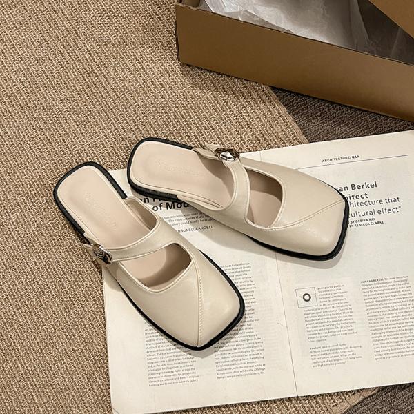 Fashion Slippers Casual Cover Toe Women's Shoes With Platform Pantofle Slides Luxury 2025 Square Mary Janes Square Toe Slippers Casual F