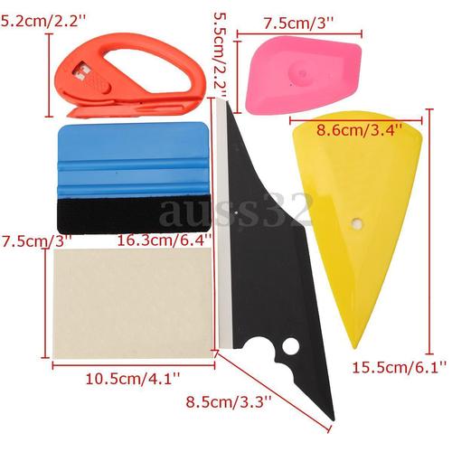 

New 6 Pcs Car Film Wrap Application Vinyl Tool Kit Felt Squeegee Cutter Tool Set