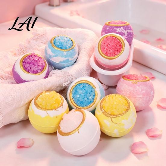 Relaxing Bath Bombs 100G Handmade Sea Salt Bombs Natural Plants Extract Essential Oils Fizzies Soothing Ball Dry Skin Moisturizing Shower