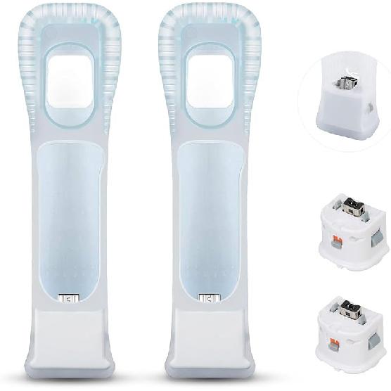 Адаптер-сенсор Motion Plus с силиконовым чехлом для контроллера Nintendo Wii Remote, Акселератор-адаптер MotionPlus - 2 шт. Белый