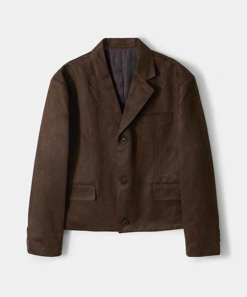 Trip Le Sens Custom 3B Crop Blazer_Suede Brown