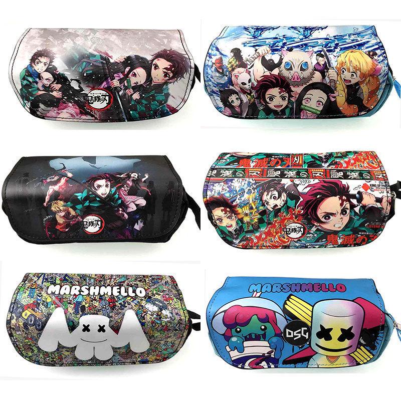 New Year's Day Demon Blade Cartoon Pencil Case - Student Stationery Box with Button Closure