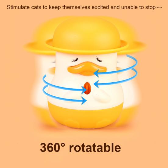 Interactive Cat Teaser Stick Cat Toy with Feathered Fish Interchangeable Teaser Heads 360-Degree Rotating Duck Base Detachable Teaser Wand