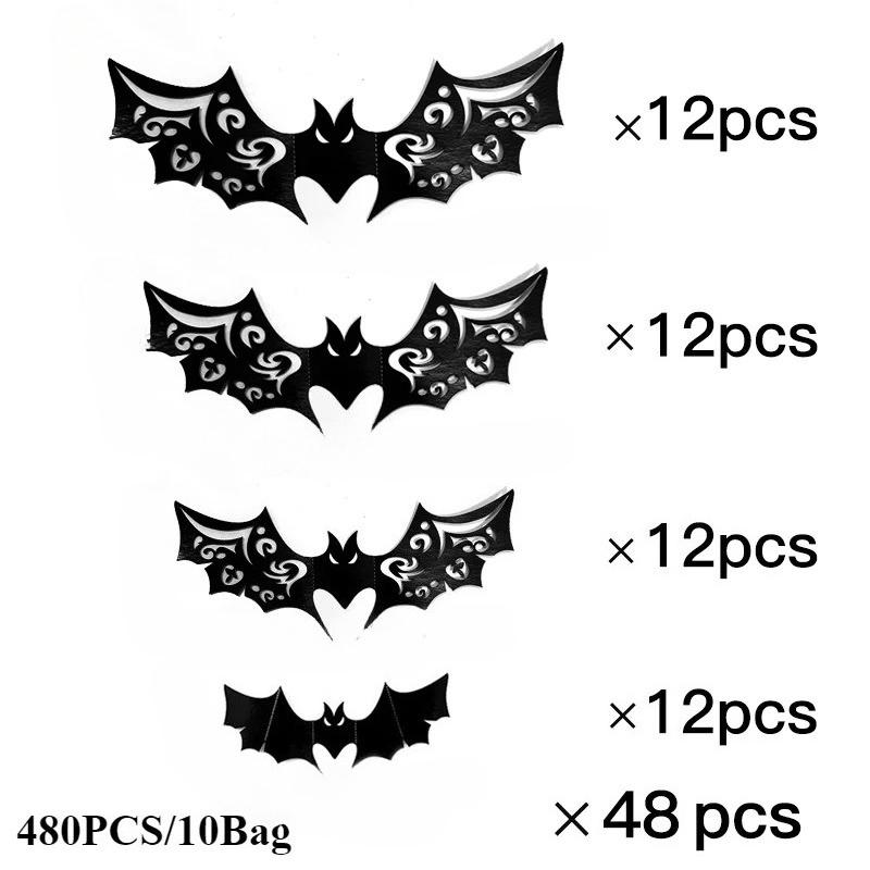 1-10Bags Halloween 3D Black Dimensional Bat Wall Stickers Decoration Venue Setup Prop Removable Wall Decals for Party Decor