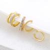 4Pcs Fashion Metal Crystal Ear Clip Earrings for Women Simple Gold Color C-shaped Non Piercing Fake Cartilage Ear Cuff Jewelry