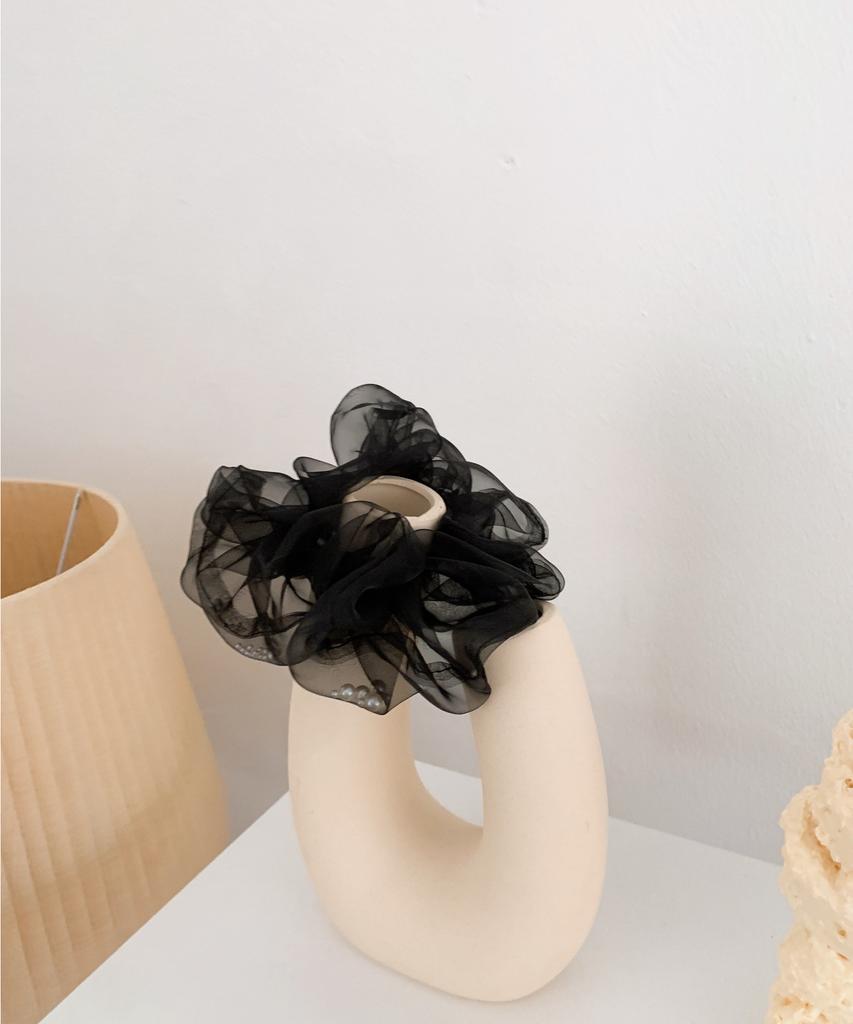 Lilykori Black Hair Scrunchie With Pearl