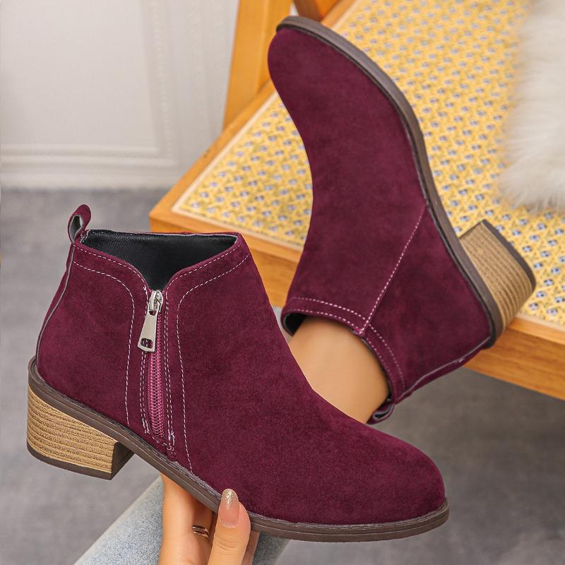 Fashion Mid Heels Women Ankle Boots 2025 Autumn Classical Shoes for Woman Fashion Chunky New Trends Shoes Snow Chelsea Boots De Mujer