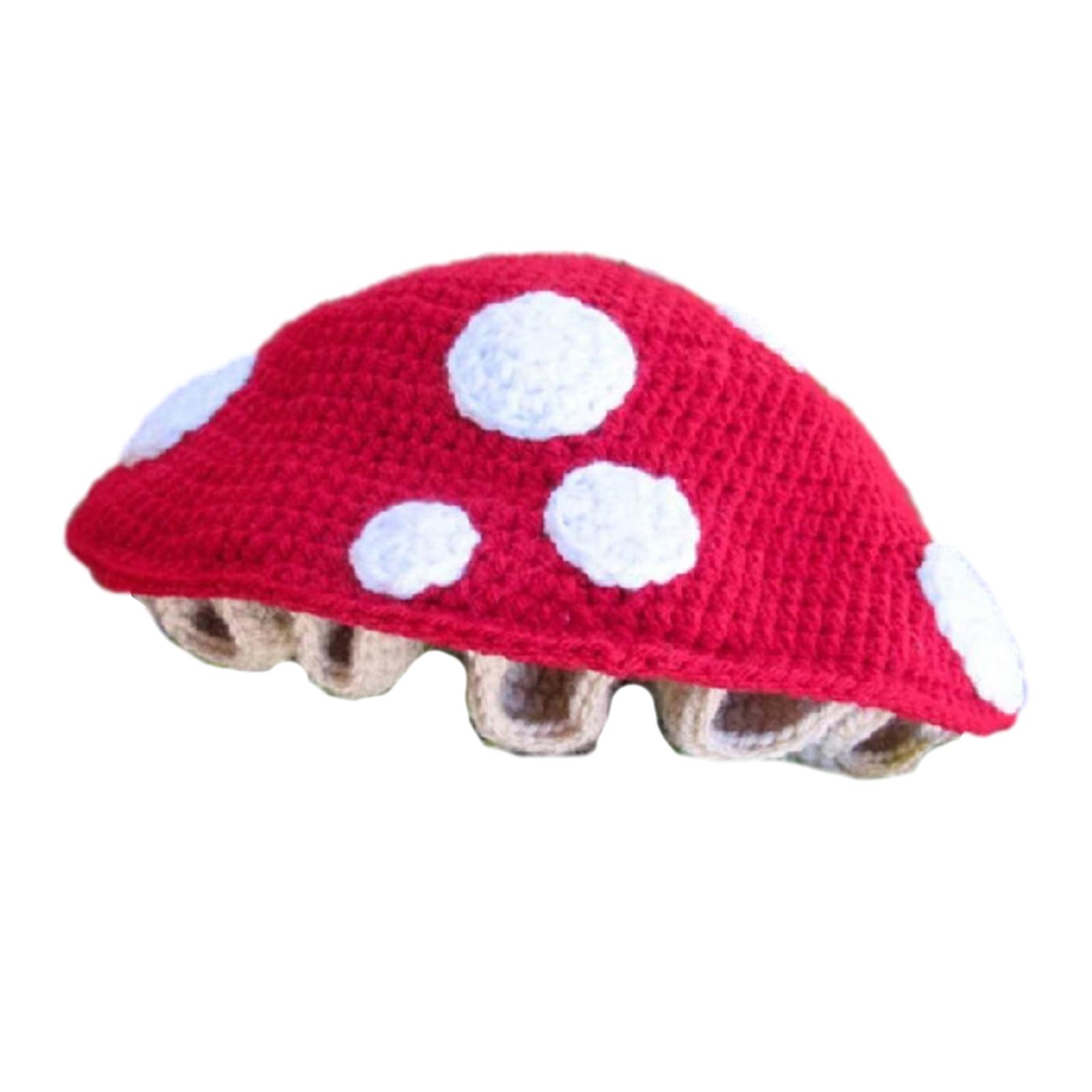 

Funny Knitted Beanie Hat Mushroom Halloween Large Mushroom Slouchy Hat Costume Party Party Hats 1 червоний