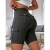 Pantaloncini da Allenamento da Donna a Vita Alta con Tasche Cargo Asciugatura Rapida Controllo Addome Yoga Biker Shorts per Palestra