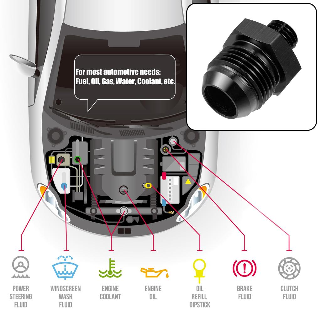 X AUTOHAUX 10AN Male M12 X 1.5mm Male Metric Thread Fitting Adapter Flare Union