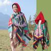 Autumn Winter Elegant Retro Print Scarf Women Layers Poncho Warm Tassels Scarve Capa Para Mujer Pashmina Cloak Wrap Shawl