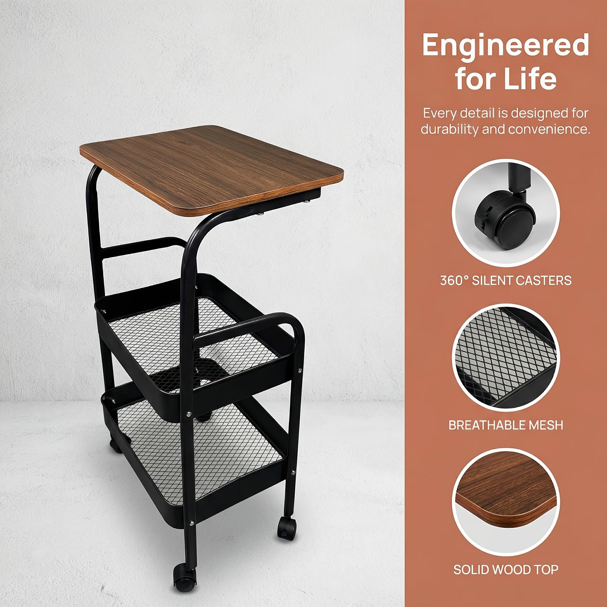 Kitchen storage trolley, kitchen equipment, three-layer rolling trolley, multi-functional metal storage rack, spice rack