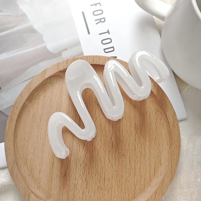 1/4pcs Simple Large Wavy Shape Claw Clip for Thick Hair Shark Clip Hair Accessory for Back of Head to Pin Up Hair Clip