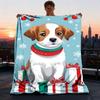 1pc Christmas Dog Outdoor Flannel Blanket , Machine Washable Perfect Gift for Birthday , Holiday Travel Accessory , Durable Material