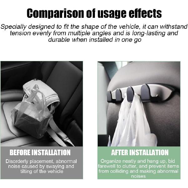 Car Seat Back Hooks, 2PCS Vehicle Headrest Organizer Hanger for Purses Bags Backpack, Multifunctional Auto Interior Accessories, Compatible with