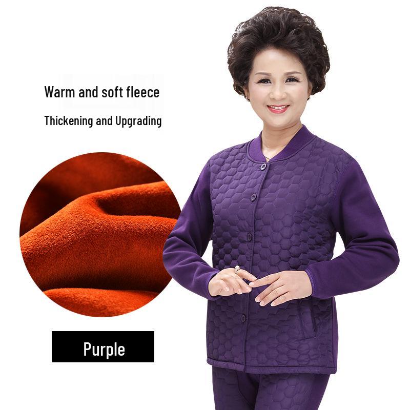 

Теплый зимний комплект термобелья больших размеров: Мужской утолщенный кардиган и женская носимая верхняя одежда для среднего и пожилого возраста 170