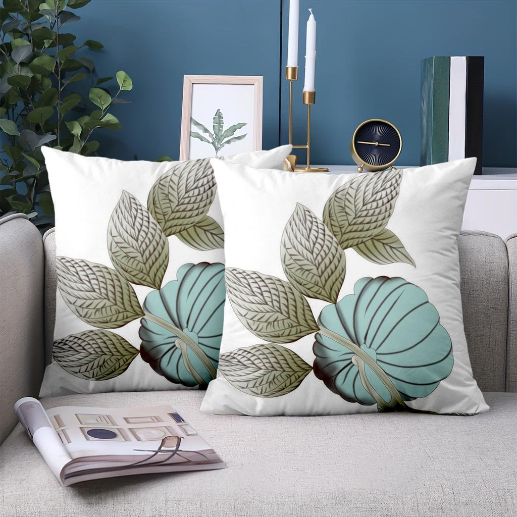 1 Pieces Tropical Leaf & Floral Print Throw Pillow Covers Pattern Cushion Cover Suitable For Sofa Bedroom Car Pillow Cover