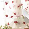 1PC LOZUJOJU Exquisite and Versatile Pastoral Style Red Floral Embroidered Sheer Curtain Tulle for Living Room Bedroom Window Decoration Home Decor