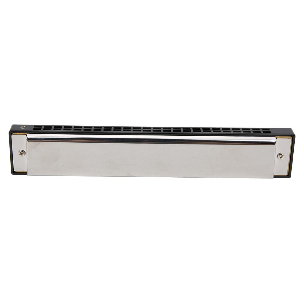 C Key Harmonica 24?Hole Polyphonic Student Adult Beginner Playing Resin Accented Mouth OrganSilver