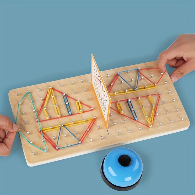 Colorful Inspired Wooden Nail Board Game for Youngsters Interactive 2Player Geometric Shape Creative Rubber Band Educational Toy, Boosts Creativity