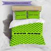 3PC Custom Name Green Leather Texture Bedding Set Duvet Cover Closure Includes 1 Duvet Cover & 2 Pillowcases for Bedroom