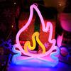 Flammenförmige Neonschilder mit Sockel, LED-Licht, stimmungsvolle Beleuchtung für die Wand, Nachtlampe für Geburtstage, Partys, E-Sport-Räume, Dekoration