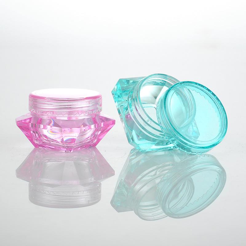 3G/5G Diamond Plastic Cream Jar - Small, Travel-Size Empty Containers for Eye & Face Creams